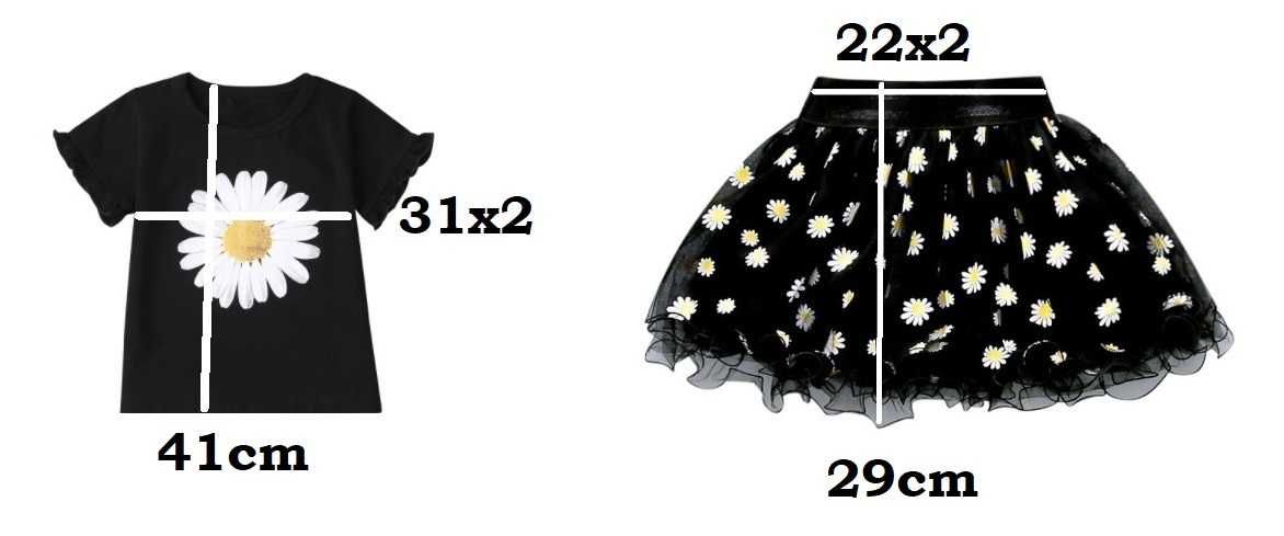 *_* Spódniczka stokrotki +koszulka dla dziewczynki nowe rozm ok.3 lata