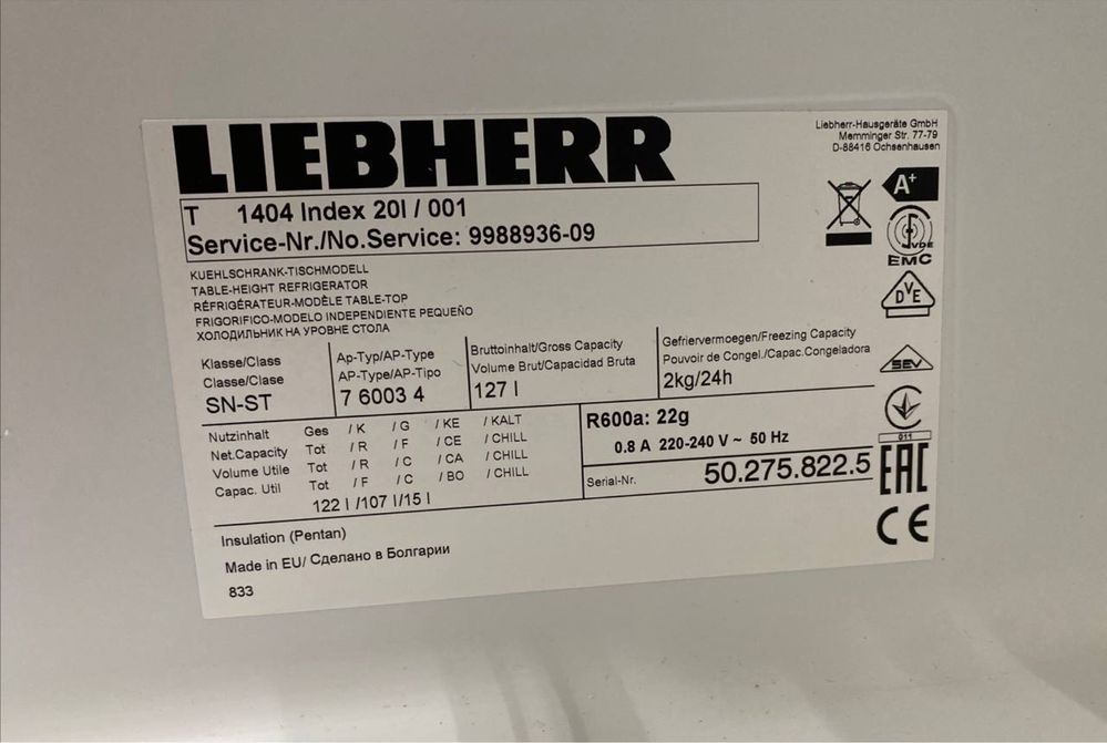 Холодильник  Liebherr T 1440 Index