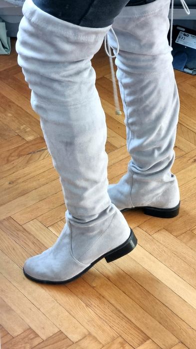 Kozaki za kolano wiązane zamszowe rozmiar 36