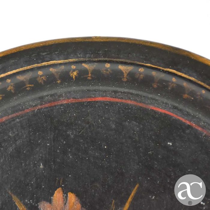 Tabuleiro em folha de metal, pintado à mão, séc. XIX