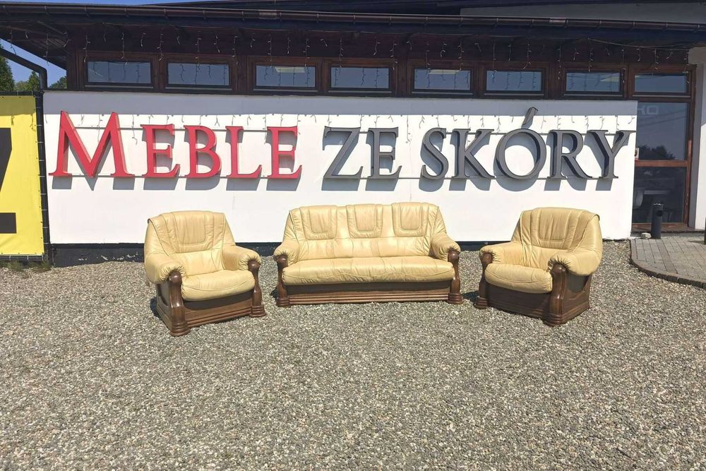 Komplet ANETA II 311 - 20% skóra naturalna 100% / dąb Dostępny od ręki