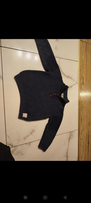 H&M sweter że stójka 92 100% bawełna granatowy