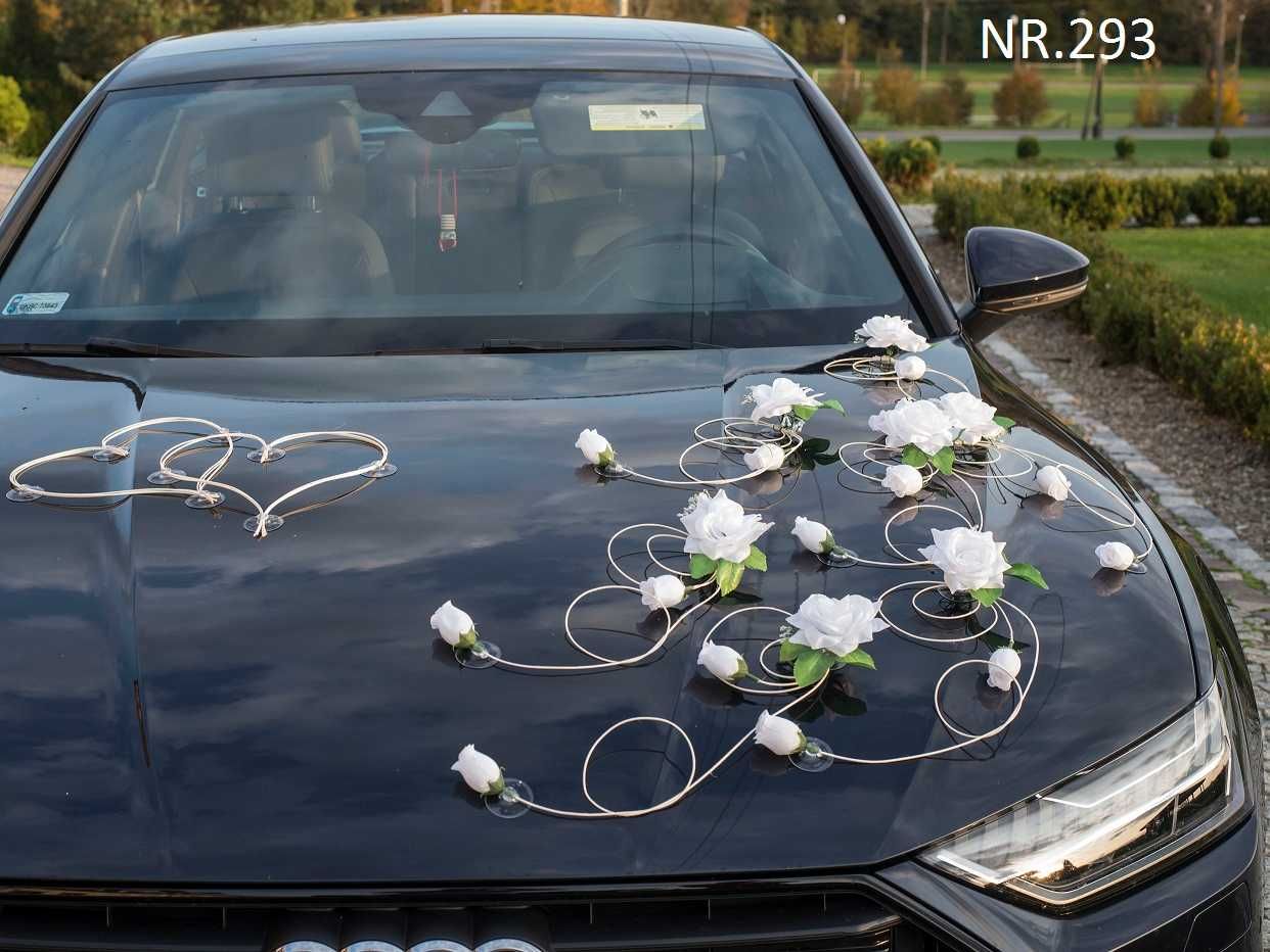 Dekoracje ozdoby ślubne na auto-samochód do ślubu.KOLORY 293