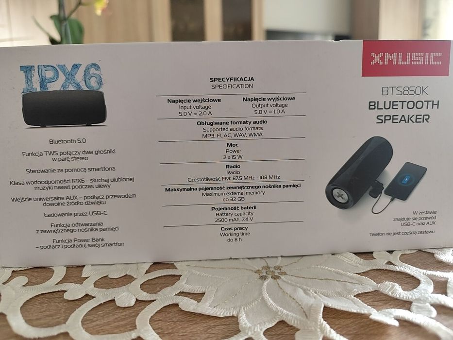 Głośnik wodoodporny 30W Xmusic bluetooth speaker BTS850K