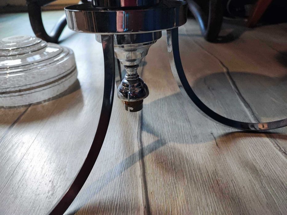 Art deco,niklowany mosiężny żyrandol