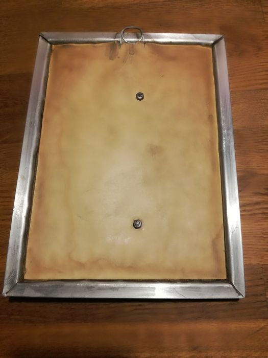 obraz prl płaskożeźba papież metal malowany