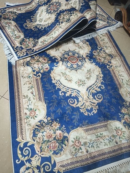 Dywan chodnik 300x80 turecki ,antyposlizg KWIATY chaber/krem