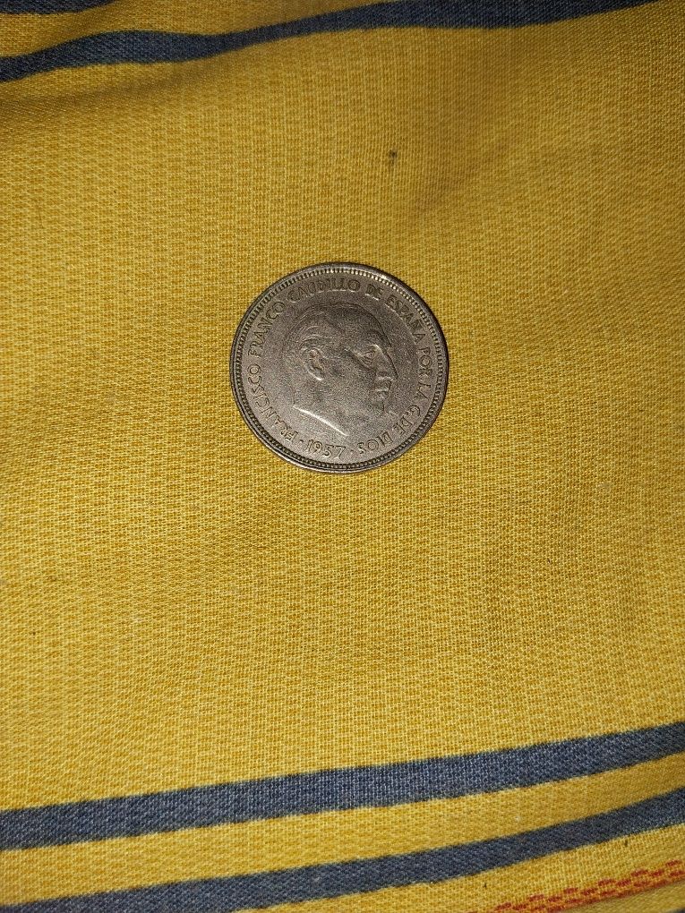 Moeda 25 pesetas 1957 Espanha