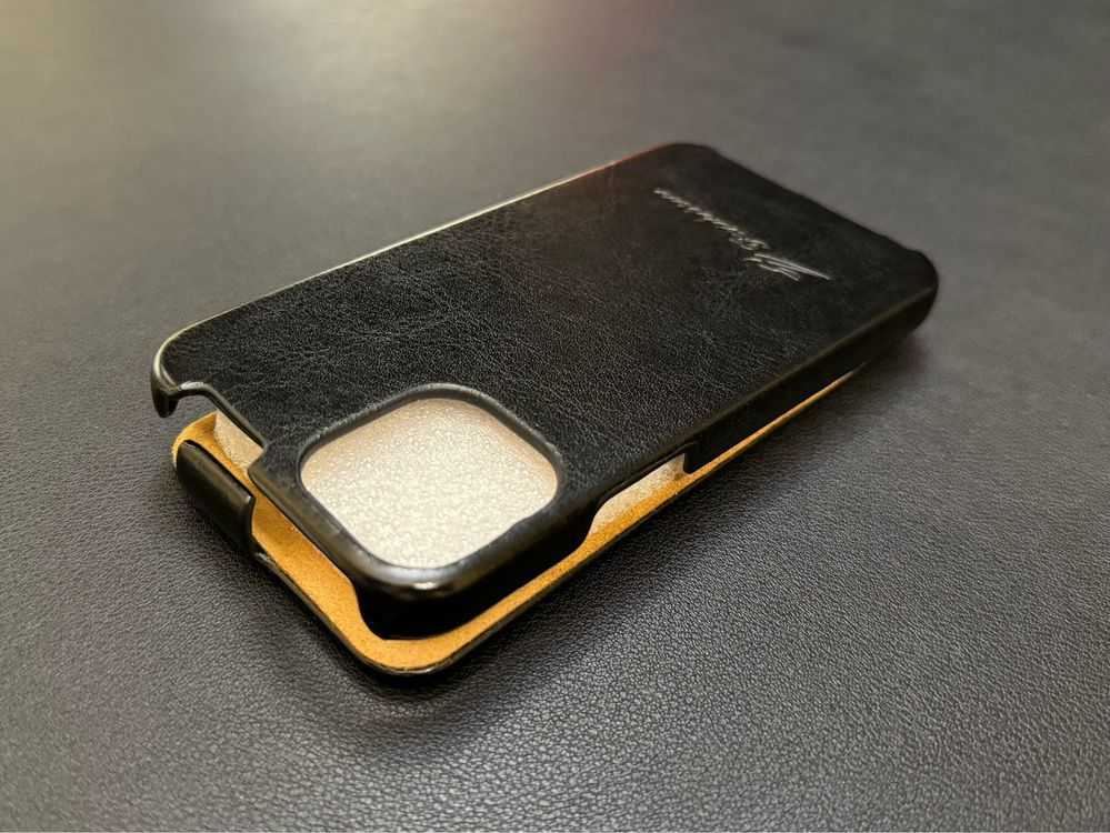 Etui z klapką skórzane Apple iPhone 12 mini czarne eleganckie