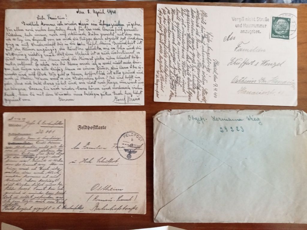 Stare listy karty pocztowe Feldpost Niemcy 2wś wh SS LW dokument oryg.