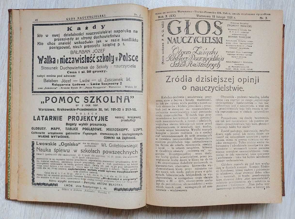 „Głos Nauczycielski” rocznik 1926, oprawiony, kompletny