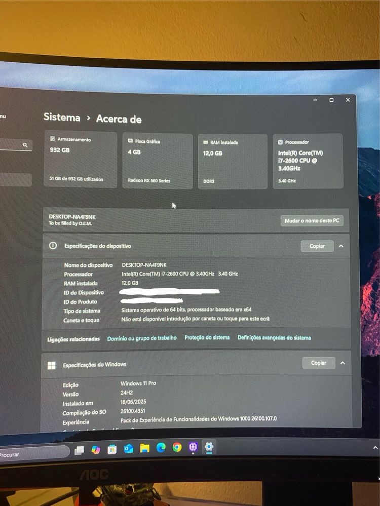 PC Gamer RGB | i7 + RX 560 4GB | SSD 1TB | 12GB RAM | Windows 11