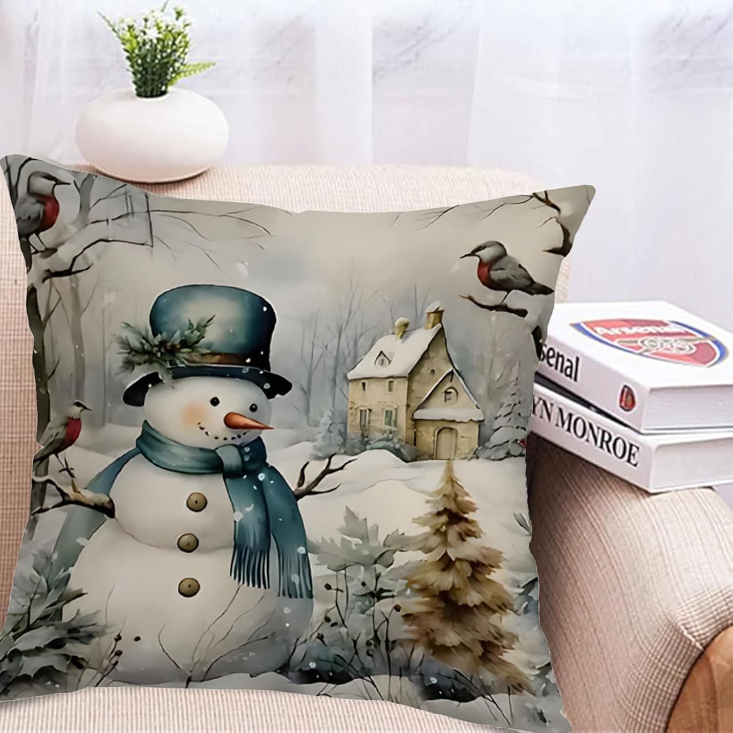 Poszewka świąteczna 45x45 cm Boże Narodzenie bałwan idealna na prezent