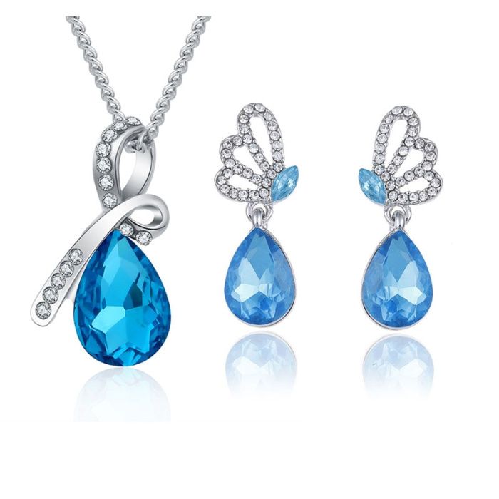 Komplet biżuterii KROPLA WODY  błękit