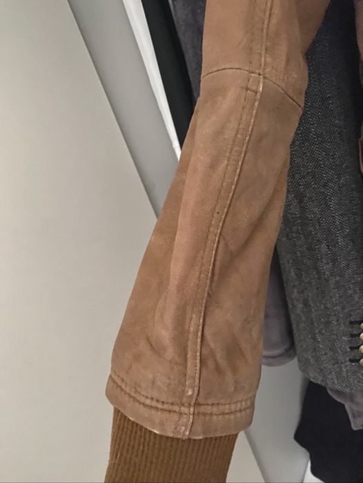 Kurtka jesienna brązowa, Skóra naturalna, pilotka, Stradivarius, XS