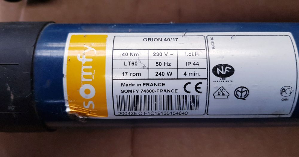 Napęd rolety markizy rurowy Somfy Jupiter/Titan/Orion LT60 NOWE