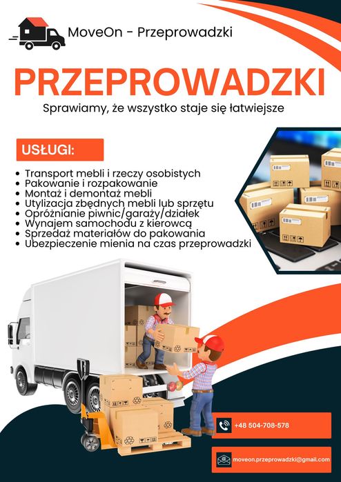 Przeprowadzki, opróżnianie, utylizacja, montaż, transport