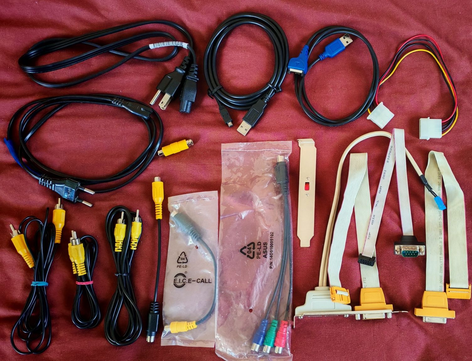 Кабель RCA, тюльпан, кабель mini usb, кабель питания для ноутбука