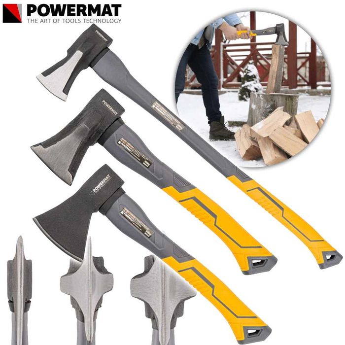 POWERMAT Siekiera Rozłupująca Toporek Zestaw Siekier 3 El. PM0972