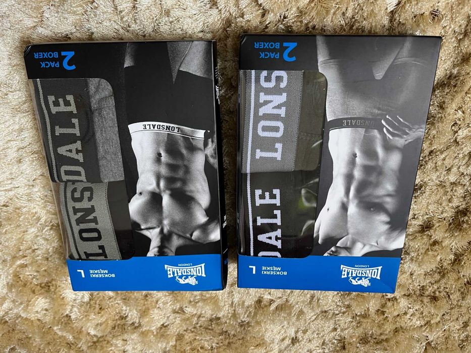 Bawełniane bokserki z elastanem 2 x dwupak, rozm. L, Lonsdale