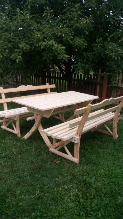2 ławki i stół do ogrodu- drewniane meble ogrodowe