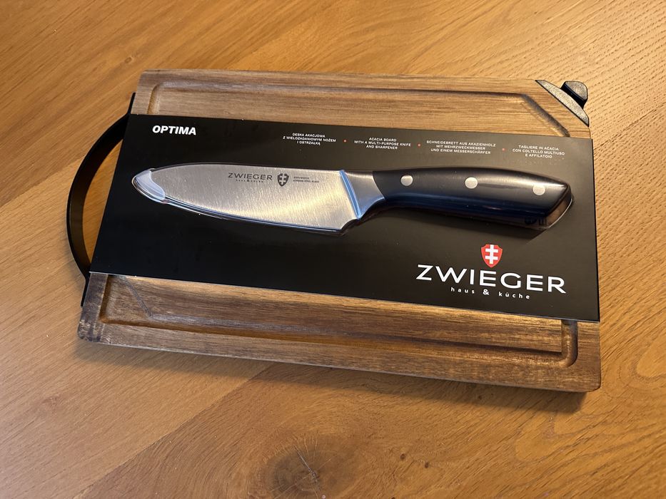 Zwieger Deska akacjowa z nożem i ostrzałką Optima Zwieger