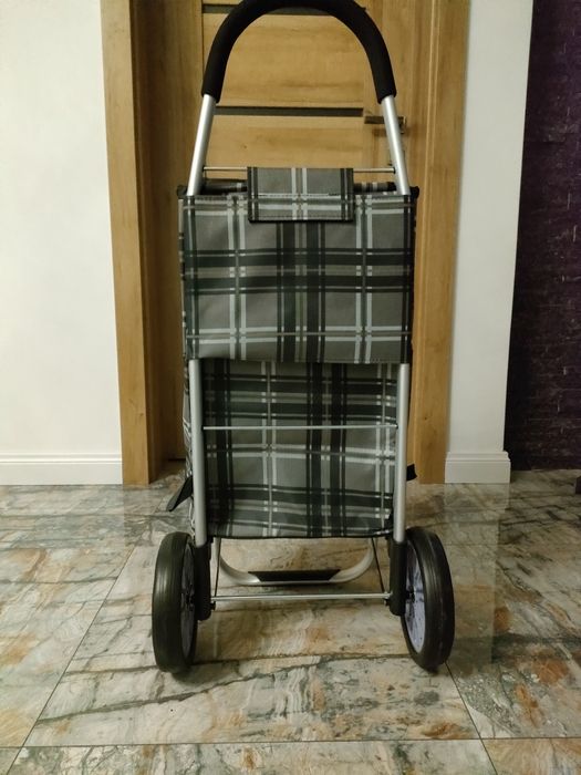 Wózek na zakupy aluminiowa rama duże koła na łożyskach