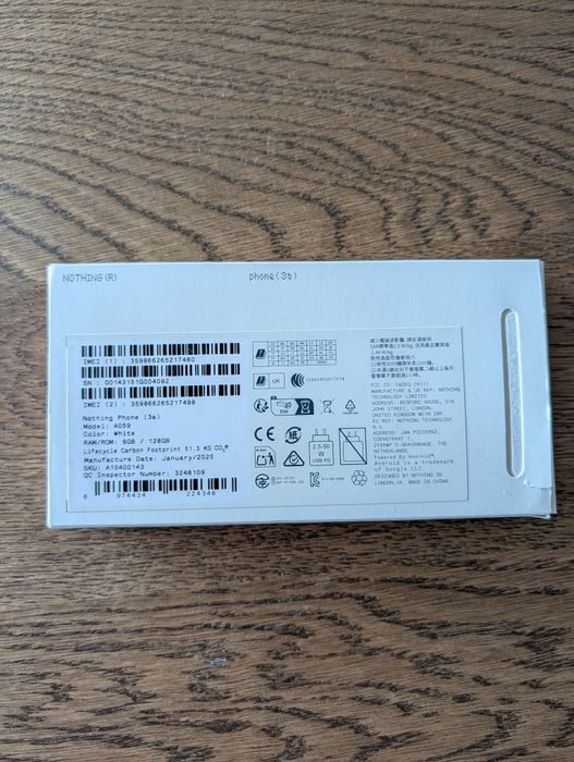Smartphone NOTHING Phone 3a 5G 8/128GB Branco - novo
