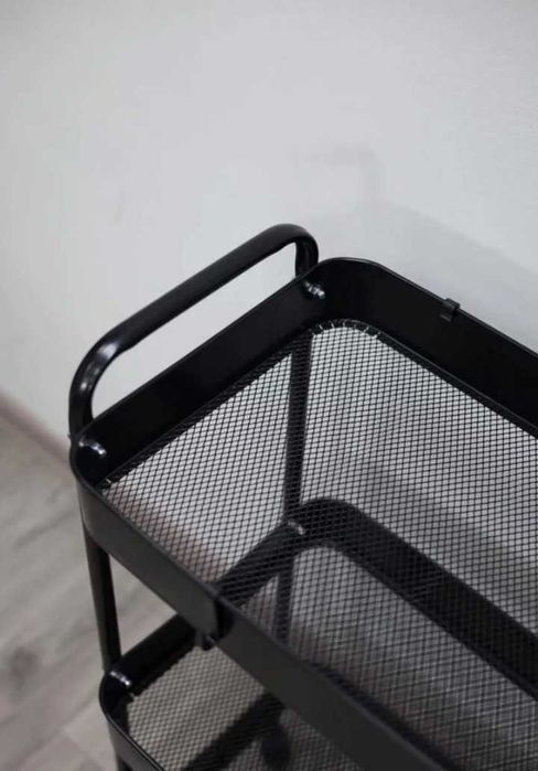 Металева полка-етажерка, 3 яруси, на колесах, для дому