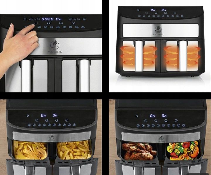 Frytownica frytkownica beztłuszczowa airfryer dwukomorowa poj 7 L