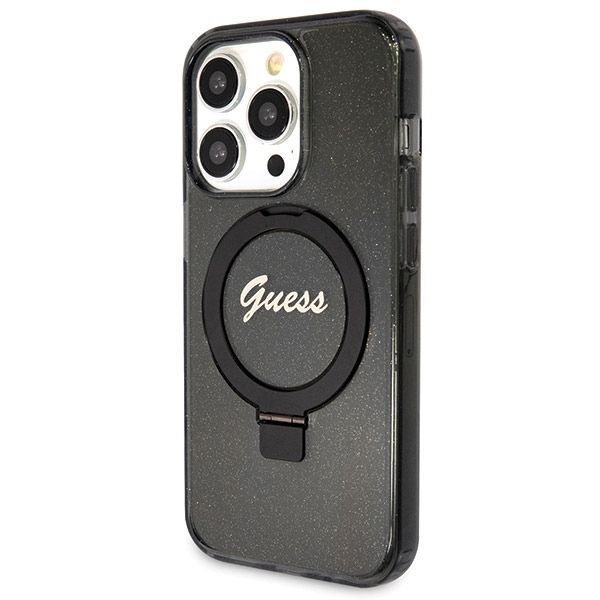 Guess Etui iPhone 13 Pro Max 6.7" Ring Stand Script Glitter Magsafe