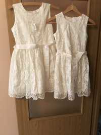 Bialo kremowe sukieneczki dla siostrzyczek