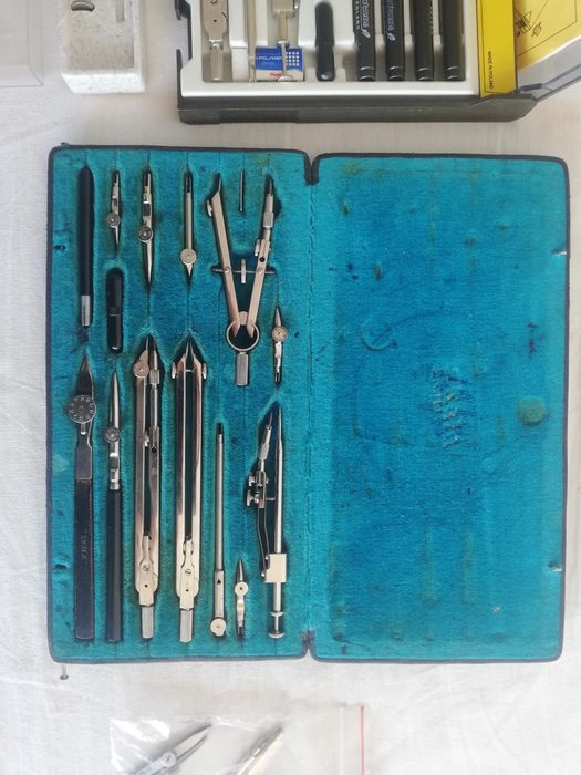 cyrkiel skala zestaw kreślarski prl