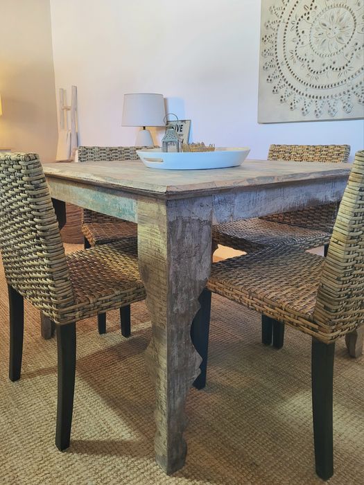 mesa, refeições, cadeiras, oriental, indiano, rustico