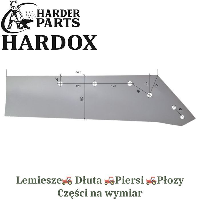 Lemiesz 20 Rabewerk HARDOX SSP351WSE części pługa 2Xlepsze niż Borowe
