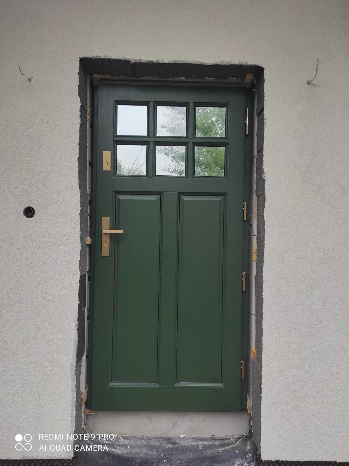 Drzwi zewnętrzne wejściowe drewniane dębowe dostawa gratis