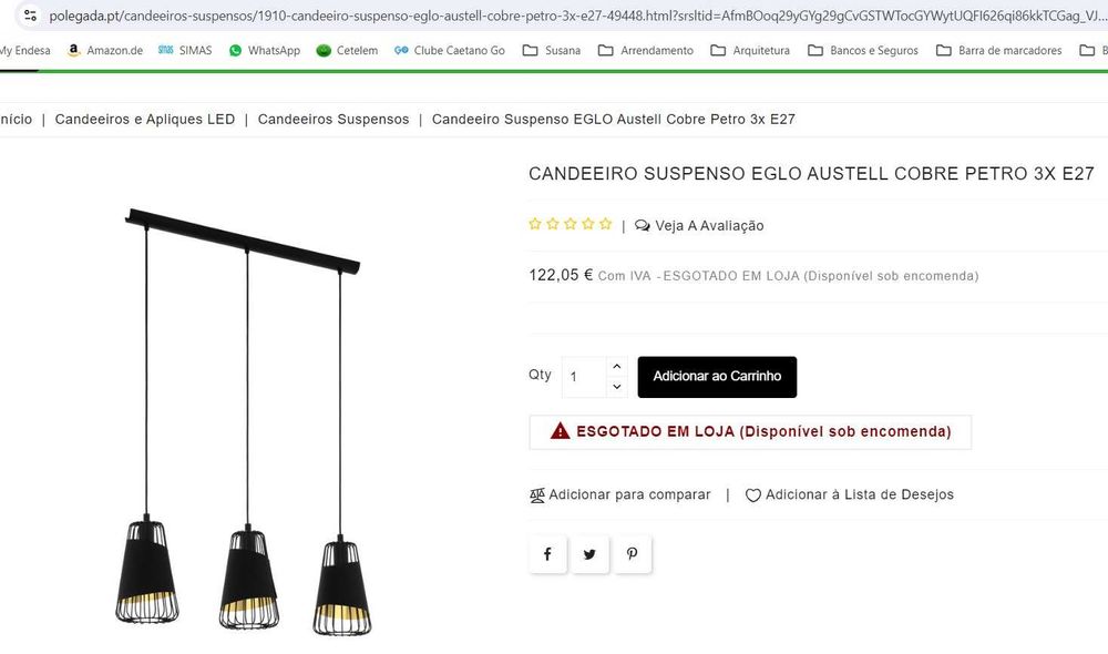 candeeiro teto Preto e Ouro / Dourado - impecável