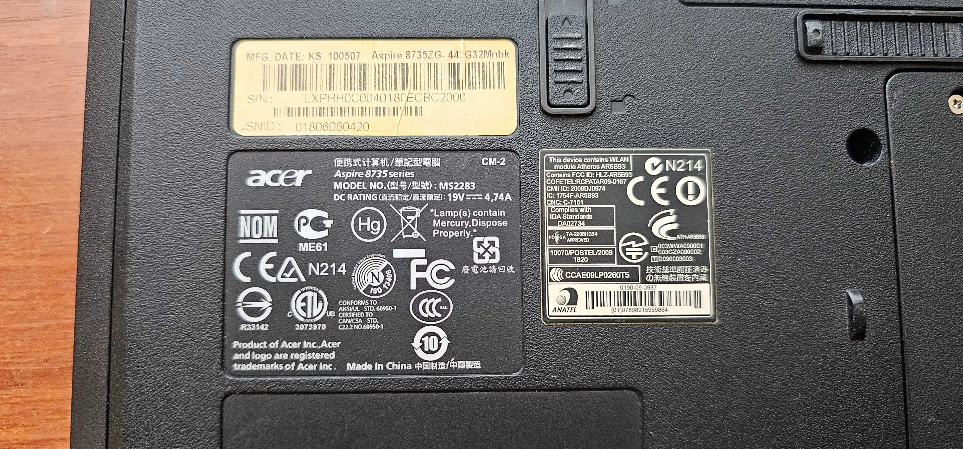 Acer Aspire 8735Z Большой ноутбук