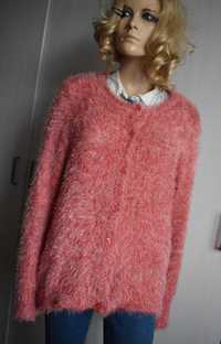 Sweter 44 XXL 3XL zapinany kardigan futrzany fluffy teddy włochacz