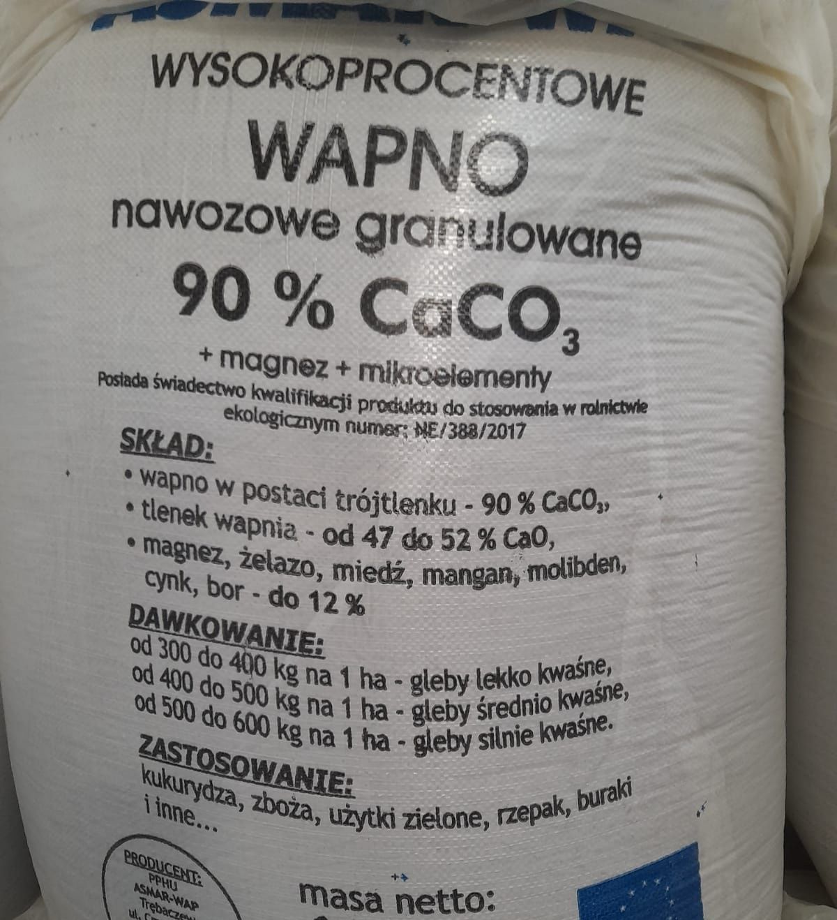 Wapno Nawozowe Granulowane