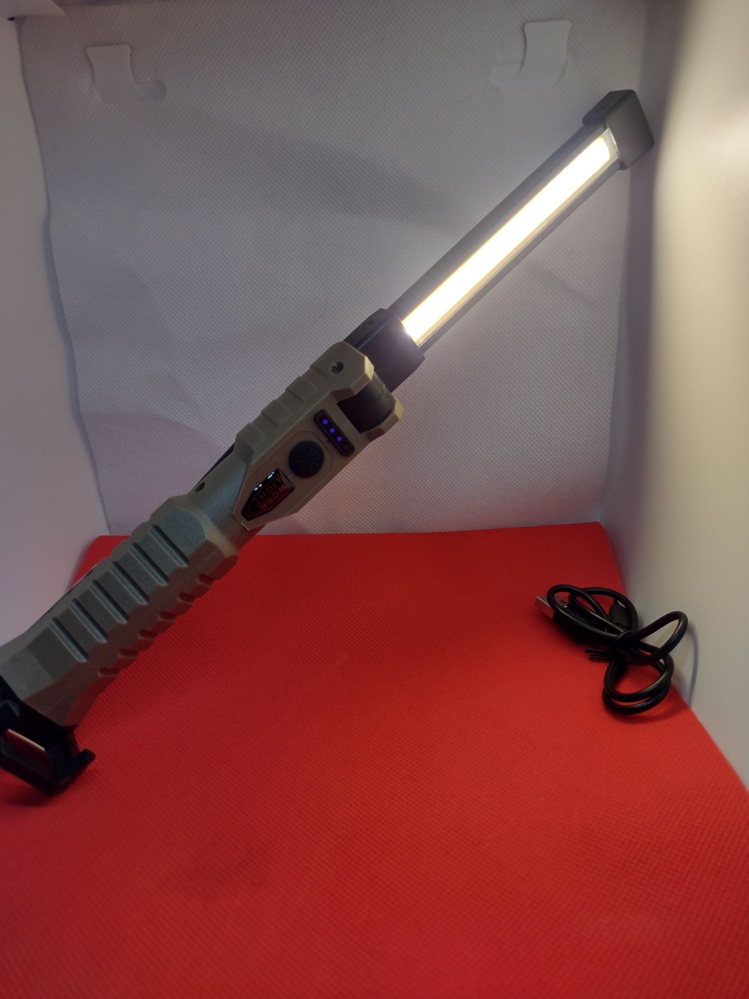 Lampka Latarka warsztatowa LED COB USB regulowana 360 stopni + magnes