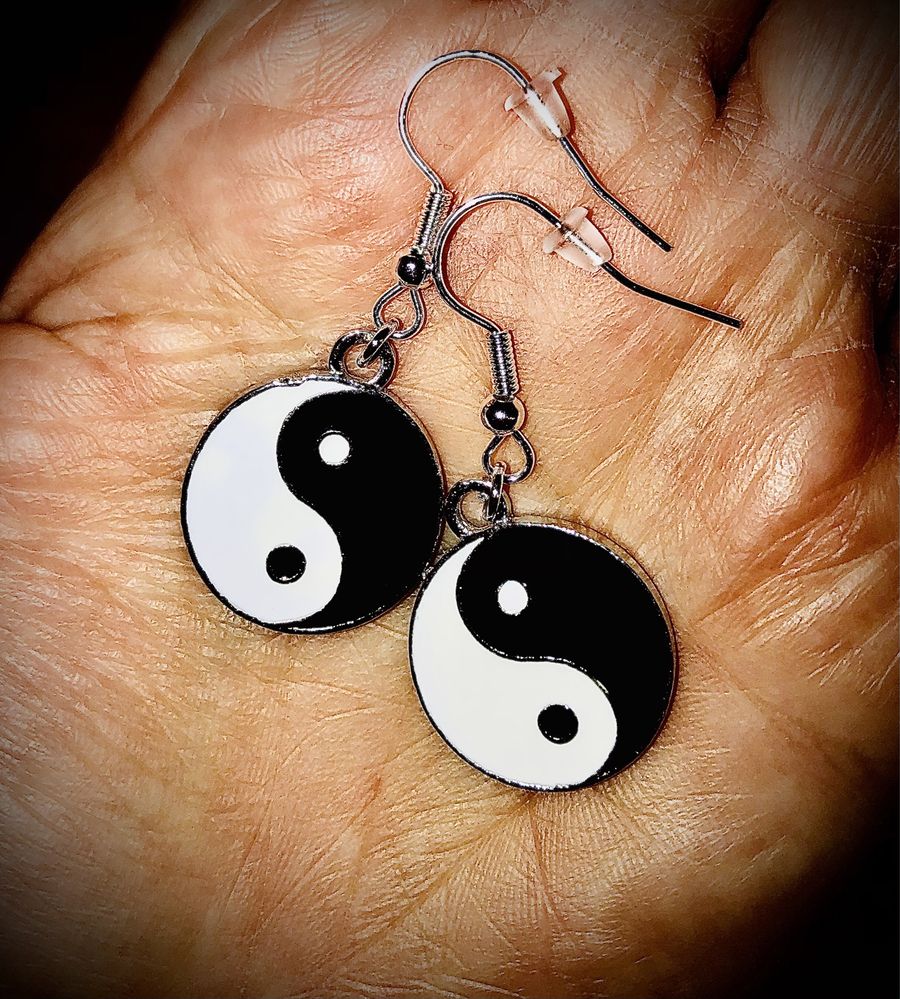 Kolczyki Taijitu Yin Yang srebrne talizman handmade