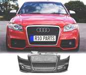 PARÁ-CHOQUES FRONTAL AUDI A4 B7 LOOK RS4 04-07 SEM PDC GRELHA CROMADA PRETA SRA