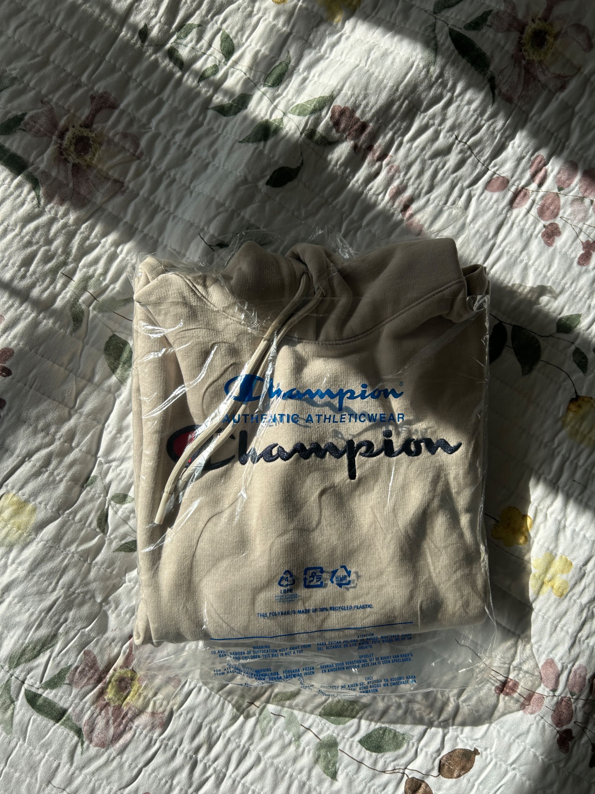 Champion bluza hoodie S unisex beżowa nowa