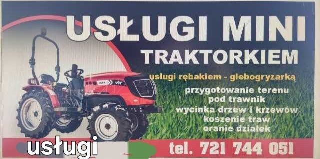 Usługi mini traktorkiem orania działek koszenie traw  glebogryzarka