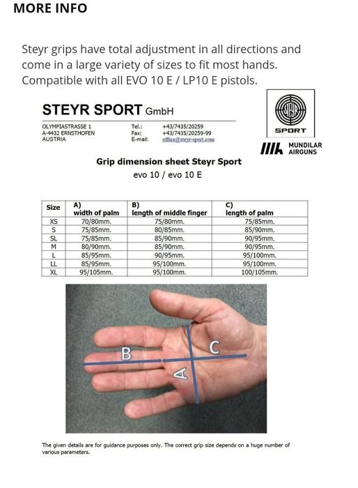 Rękojeść do pistoletu Steyr XS