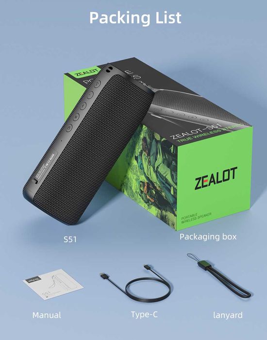 Bluetooth колонка Zealot S51 чорна