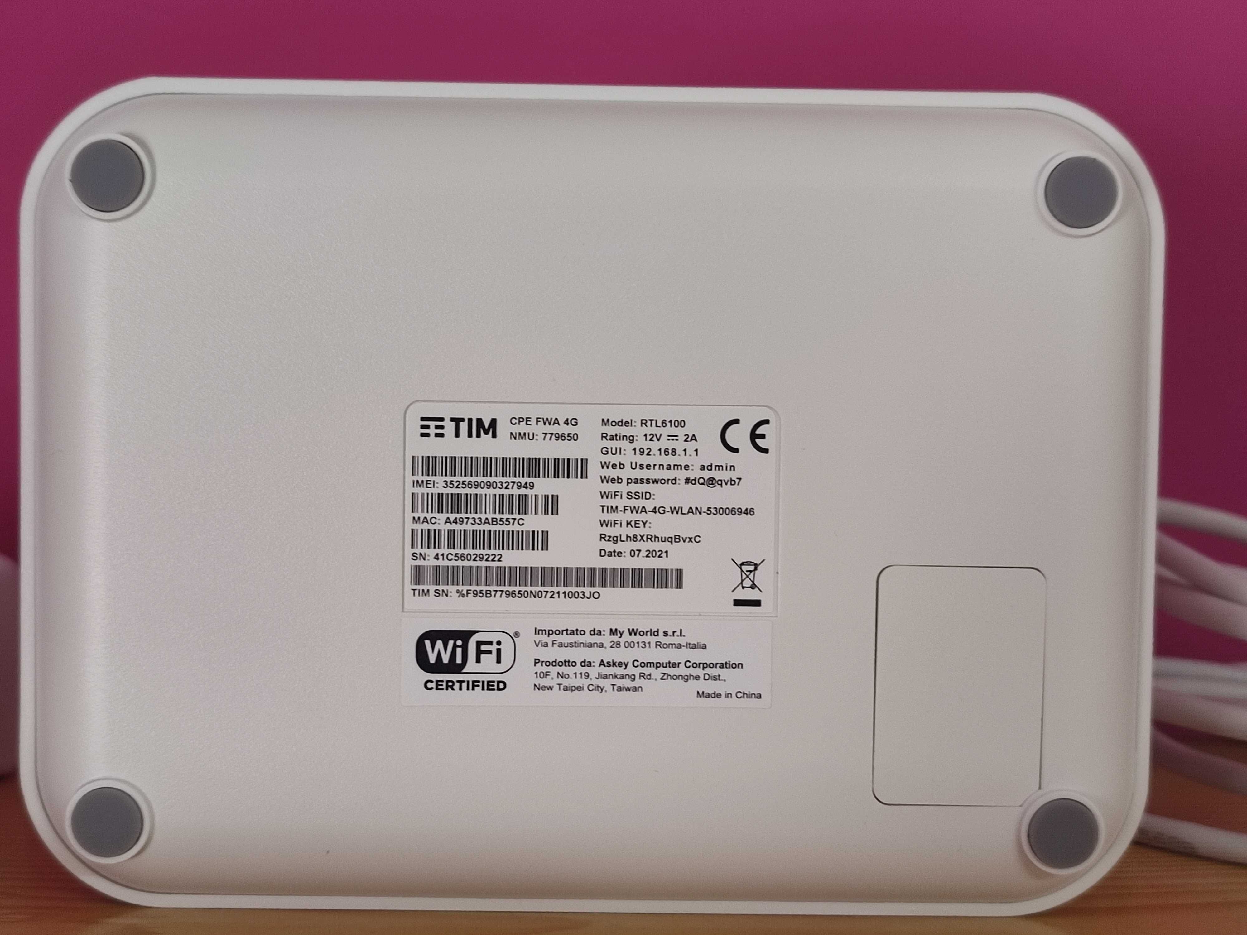 600mbps Askey RTL6100 4g+ Modem/Router 4G