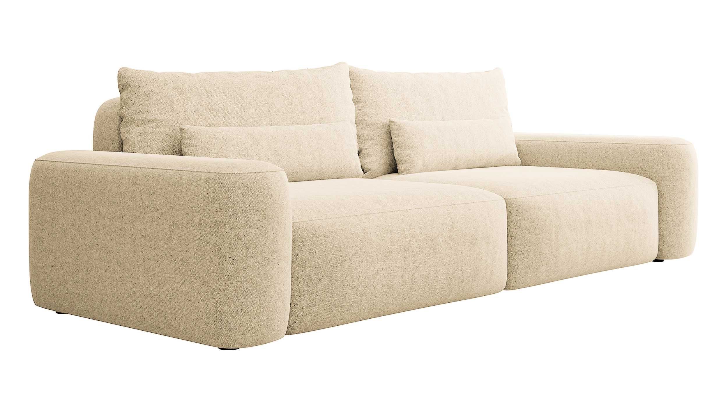 Kanapa sofa beżowa Carnos 3-osobowa rozkładana szenilowa