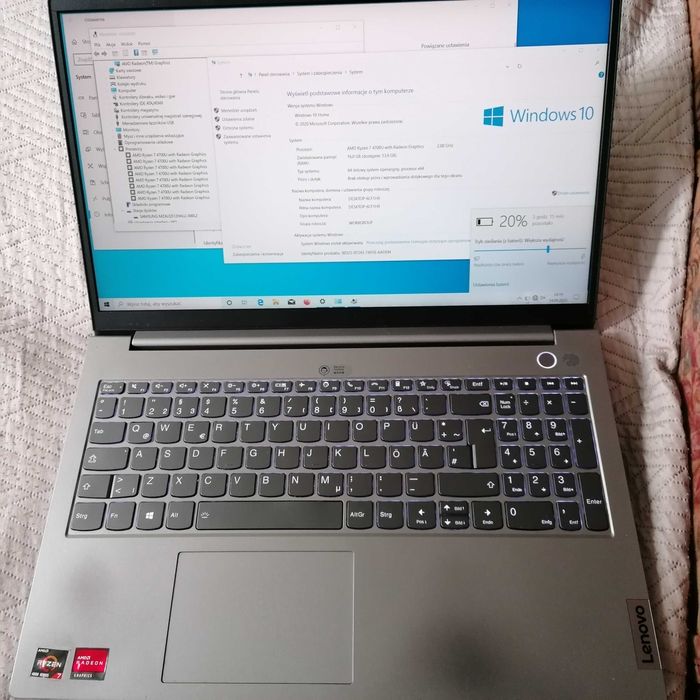 lenovo Thinkbook 15 G2 ARE Typ 20VG.Ryzen 7-4700U. Czytać opis!